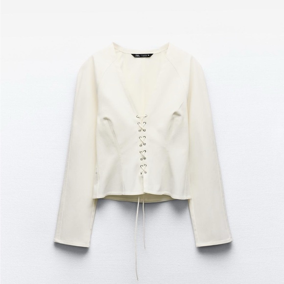 Wrap Front Drawstring Fitted Top - Picture 6 of 8